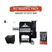 PACK ROTISSOIRE  BBQ Fumoir Charbon de bois Masterbuilt Gravity800 (1 bbq, 1 housse, 1 tournebroche, 1 sac de charbon)