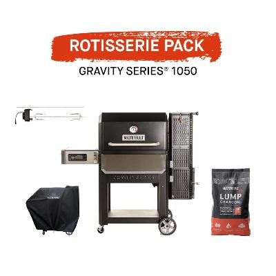 PACK2 Barbecue Fumoir au charbon de bois Masterbuilt Gravity1050 (1 bbq, 1 tournebroche,1 housse, 1 sac de charbon)